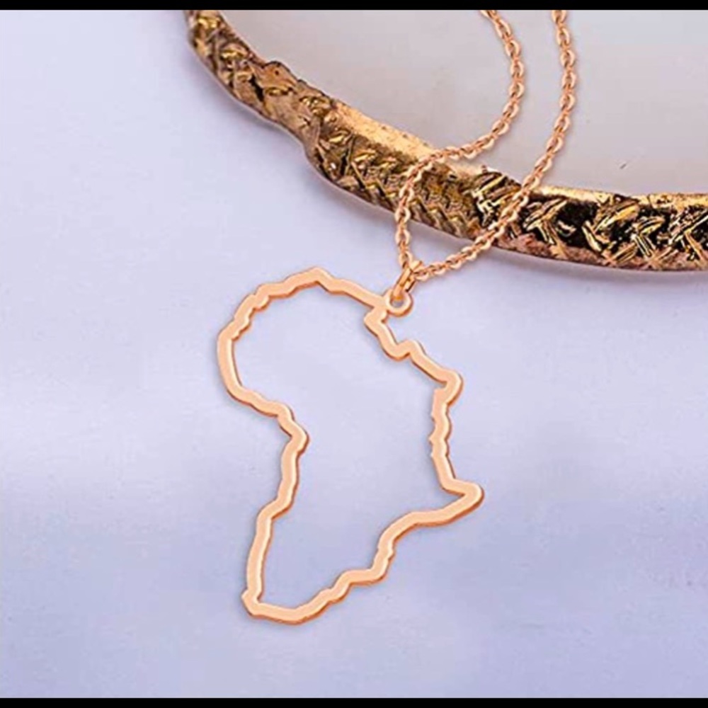 Rose Gold Africa Pendant Necklace 18inch length